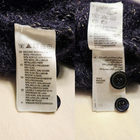 H&M Metallic Cropped Cardigan Navy Gold Medium - Picture 10 of 11